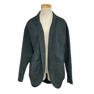 Eddie Bauer Cardigan Womens Small Grey Camp Fleece Wrap Open Front